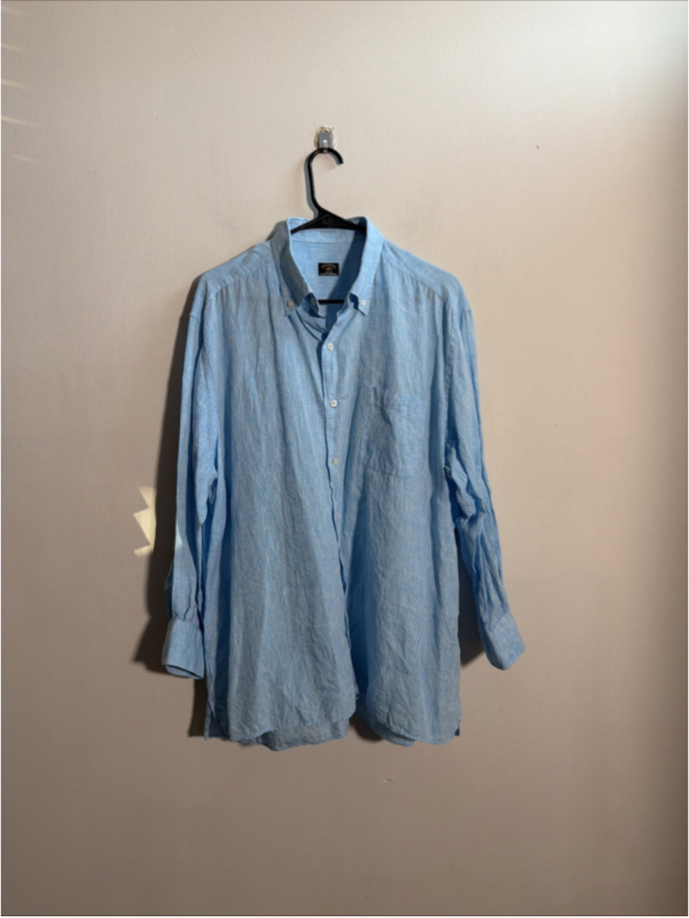 EUC MEN’S SOLEMARE MAUS & HOFFMAN LINEN SHIRT SIZE XL BLUE DRESSY CASUAL ITALY